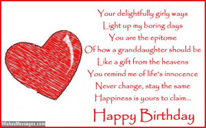 Cute birthday card poem for granddaughter