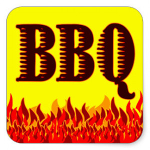 BBQ Red Flames Customizable Jar or Canning Sticker
