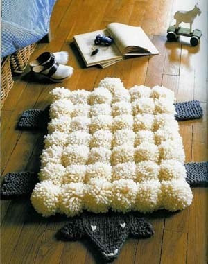 cute pompom sheep rug