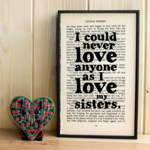 Little Women gift for sisters quote on Vintage Book Page Framed Art