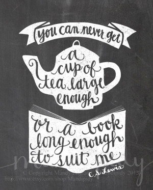 ... and white, book, cup, quote, tea, vintage, vintage quote, c s lewis