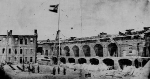 FortSumter after its capture, showing damage from the Rebel ...
