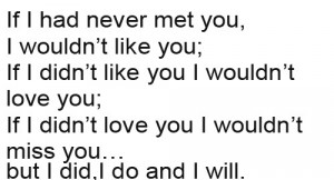 If i had never met you, i wouldn't like you; if i didn't like you i ...