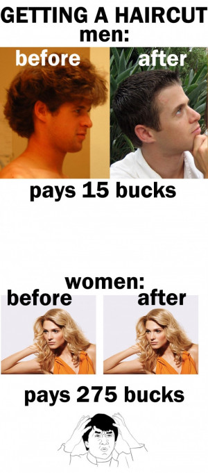 ... men vs women getting a hair cut funny quotes jokes and | Source Link