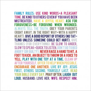 ... rules I want for our house! Image of Mod Family Rules (Vibrant Hues