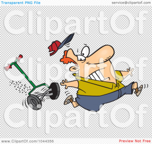 ... RF) Clip Art Illustration of a Cartoon Man Running From A Lawn Mower