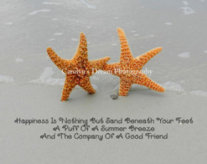 Beautiful Original Digital Photo Starfish Couple With Happiness Quote