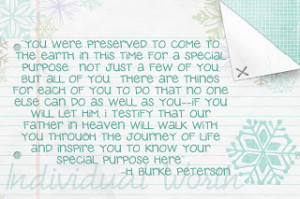 Young Women Individual Worth Handout