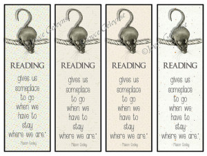 Printable Bookmarks, Cute Mouse on Rope, Quote About Reading Taking ...