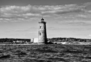... on Whaleback Lighthouse Maine Black And White Art Print Poster 19x13