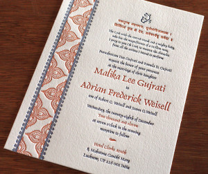 indian letterpress wedding invitation