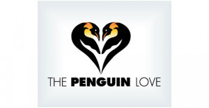 penguin love heart poster