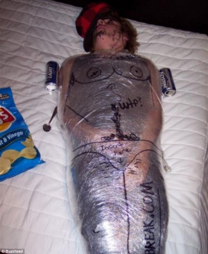 This man's friends had their prank all wrapped up. Perhaps they felt ...