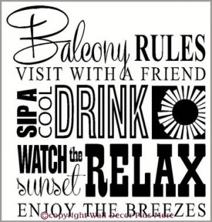 ... Wall Decor Balcony Rules Subway Art Phrases and Quote Wall Sticker