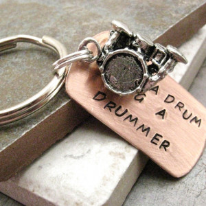 Save a Drum Bang a Drummer Stamped Keychain, comes with drum set charm ...