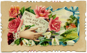 Victorian calling card, vintage ephemera, old fashioned card, floral ...