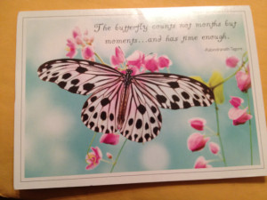 Wanda in Canada. The quote on the card is from Rabindranath Tagore ...