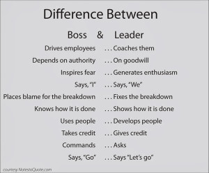 The difference between boss and leader.