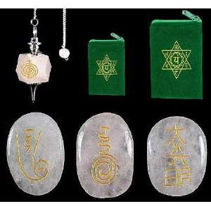 REIKI HEALING SET ROSE QUARTZ Set of 3 Reiki Symbol Stones amp Reiki