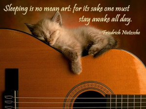 Sleeping is no mean art: for its sake one must stay awake all day.