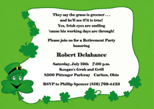 Irish themed retirement party invitations