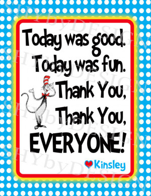 Personalized PRINTABLE Dr. Seuss Birthday Book Sign & Thank You Sign