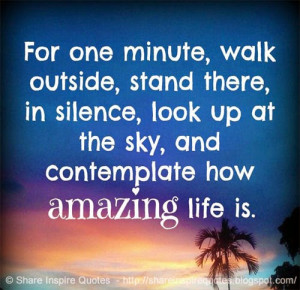 ... , in silence, look up at the sky, and contemplate HOW AMAZING LIFE IS