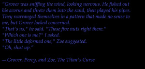 Percy Jackson, Grover Underwood, and Zoe nightshade- The Titan's Curse ...