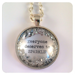 Silver Glitter Quote Necklace 