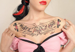 make a joyful noise – Chest Tattoo for Women