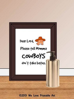 Quote Print Bathroom Kid Sign Printable Cowboy Digital Art JPEG ...