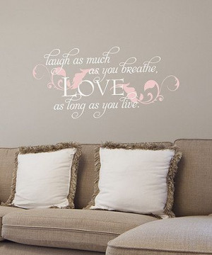 This Designs White & Blush 'Laugh Breathe Love' Wall Wall Quotes Decal ...
