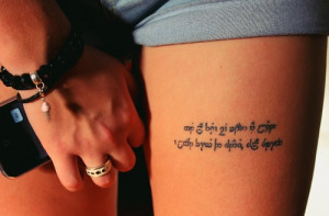 My elvish LOTR tattoo. it is two lines from Aragorns poem that ...