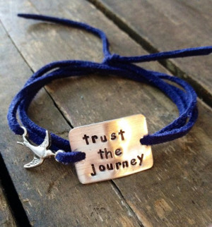 hand stamped quote bracelet with bird charm 