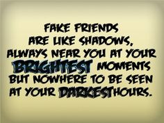 Fake friends are like shadows, always near you at your brightest ...