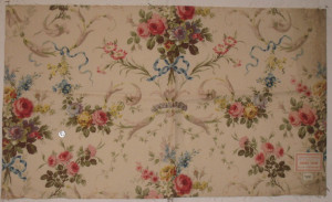antique french fabric cotton printed floral decor. .