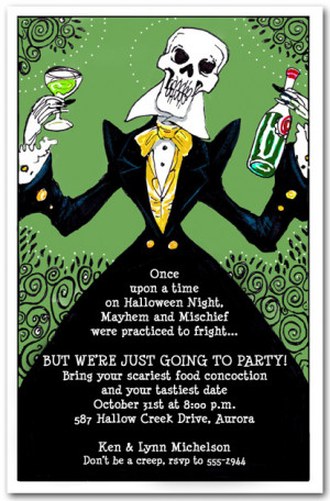 elegant skeleton halloween invitations elegant skeleton party ...