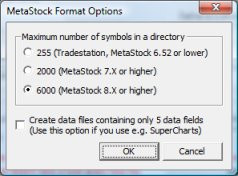 make changes on the Metastock format, click on the 