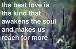 The best love is the kind that awakens the soul and makes us reach for ...