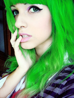 ... green, green eyes, hair, it girl, lindsay woods, piercing, scene hair