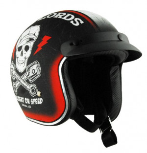 Vega X380 Helmet with Hell-Bent On Speed Graphic (Red, Medium)