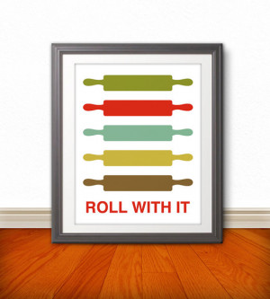 Rolling Pin Print Poster, Mid Century Art, Quote Print, Kitchen Print ...