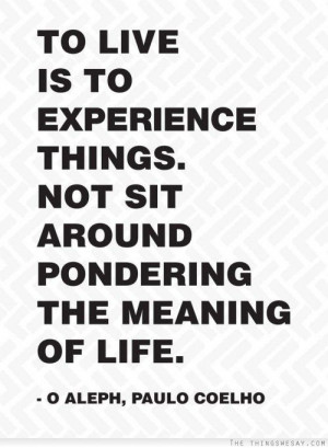 ... +is+to+experience+things+not+sit+around+pondering+the+meaning+of+life