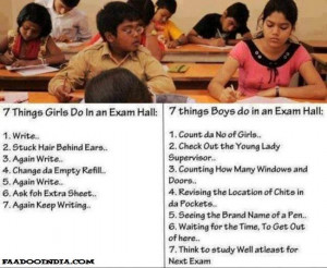 Girls vs Boys in an Exam Hall. Things most girls do in an Exam Hall ...