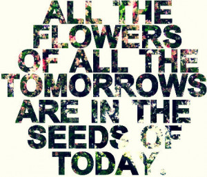 All The Flowers Of All The Tomorrows Are In The Seeds Of Today Quote