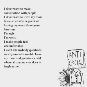 anti social, anxiety, hate, sad, social anxiety, teenage, ugly ...