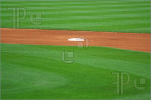 Picture of an image of second base on a baseball field