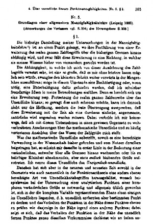 Extract from Über unendliche lineare Punktmannigfultigkeiten .