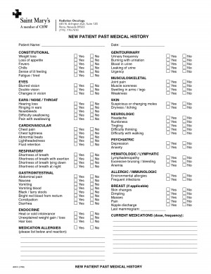 New Patient Past Medical History picture