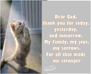 Dear God, thank you for today, yestarday and tomorrow. My family, my ...